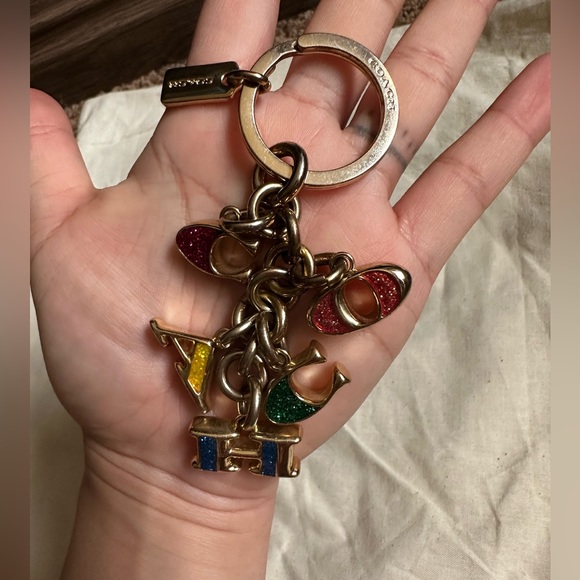 Coach Pride Gold Alphabet Logo Charm Keychain Enamel Metal - Picture 3 of 7